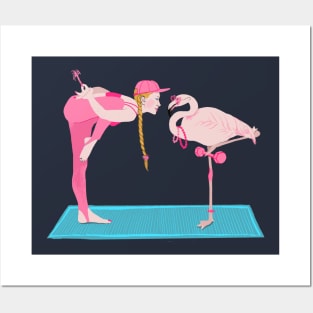 Flamingo yoga Posters and Art